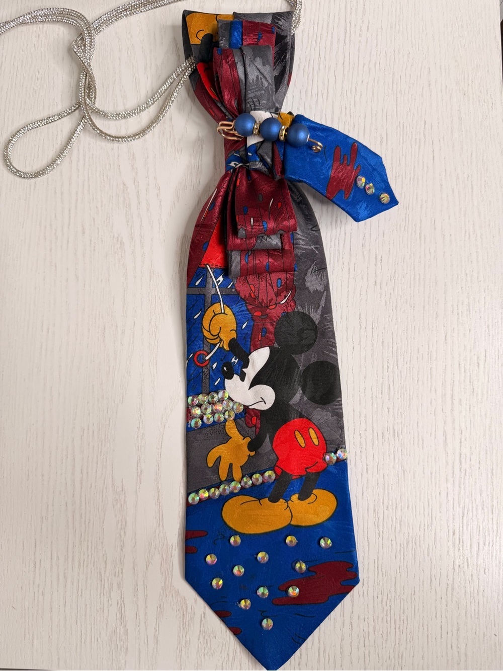 Character Blue & Red Statement Necklace Tie Pendant
Handmade